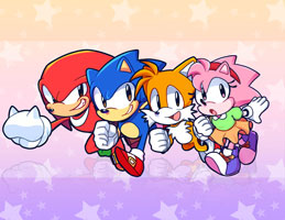 Classic Knuckles, Sonic, Tails, & Amy Art by MimiPyon