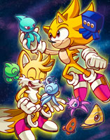 Super Sonic & Tails with Wisps Art, by Sikyu