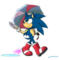Sonic with an umbrella, by SkeleNova