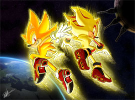 Super Sonic and Super Shadow, circa SA2, by Tyler McGrath